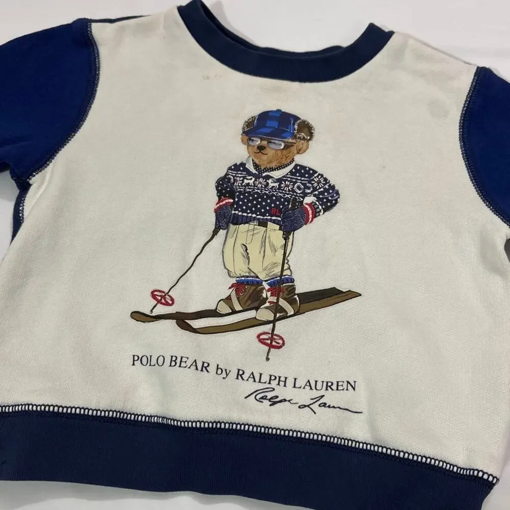 Ralph Lauren Polo Bear Ski Winter Baby Boy Toddler 24M Crewneck Sweater Pullover